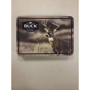 Buck Knives Collectible Tin Deer Scene Storage Container Knife Collector Display